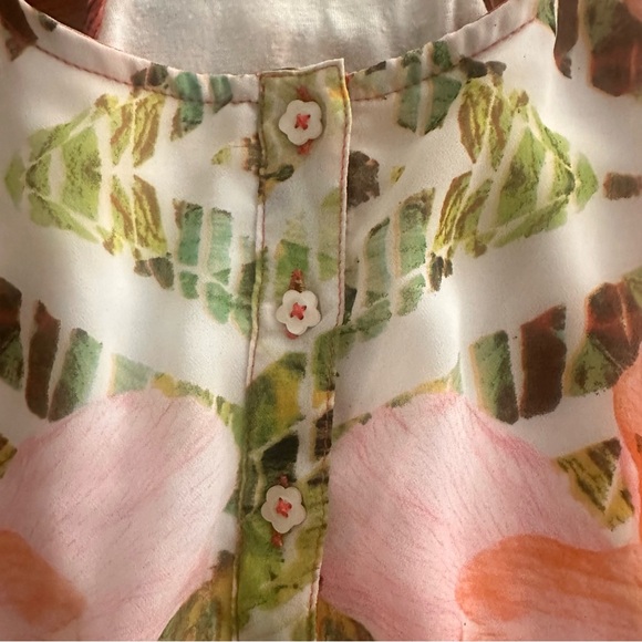 Anthropologie KAS New York Women’s Pink Green Floral Button Tank Top Size Small - Picture 5 of 9